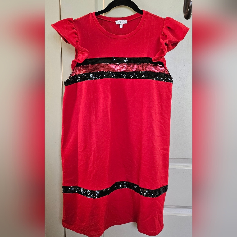 TCEC Game Day Red Dress with Black Sequin